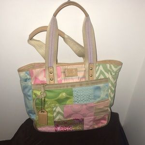 Multicolor Pastel Patchwork Hamptons Coach Bag